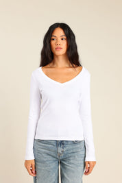 FOX נשים חולצה חולצה ארוכה צווארון V FOX | חולצה ארוכה צווארון V | קנה עכשיו