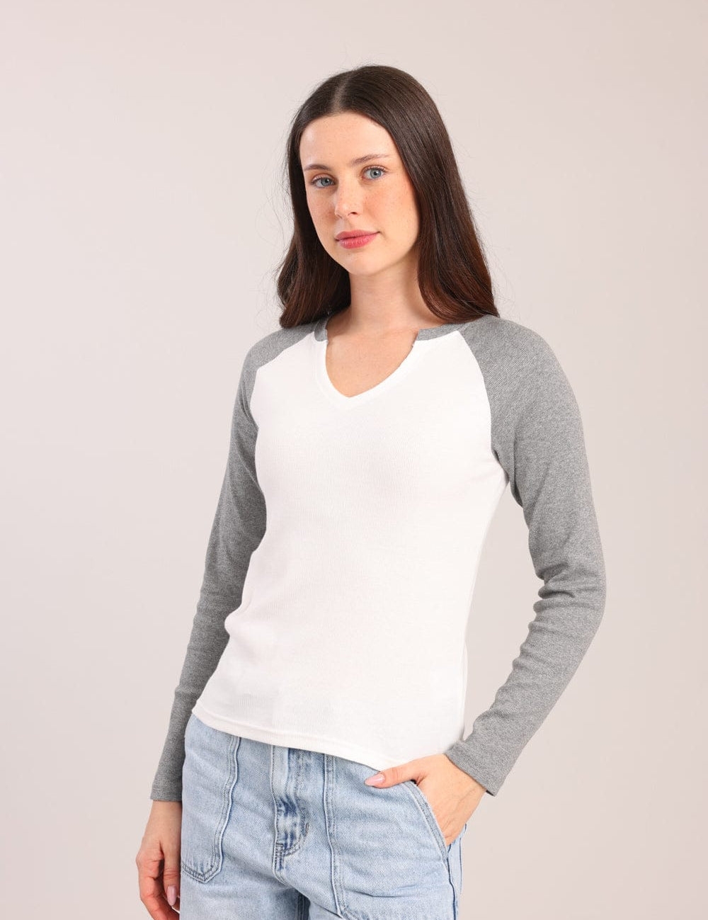 FOX נשים חולצה ארוכה חולצת רגלן חולצת רגלן