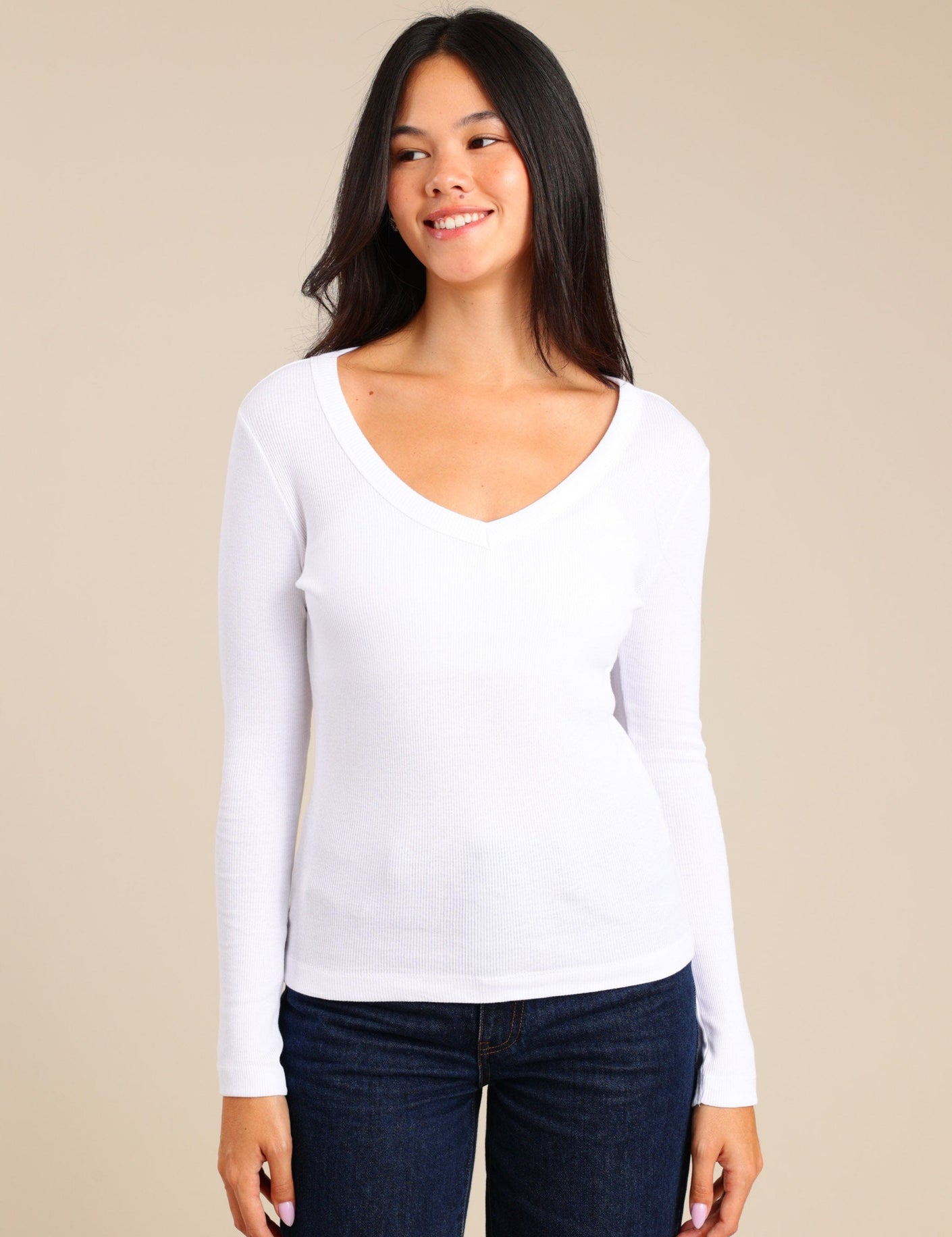 FOX נשים חולצה חולצה ארוכה צווארון V FOX | חולצה ארוכה צווארון V | קנה עכשיו