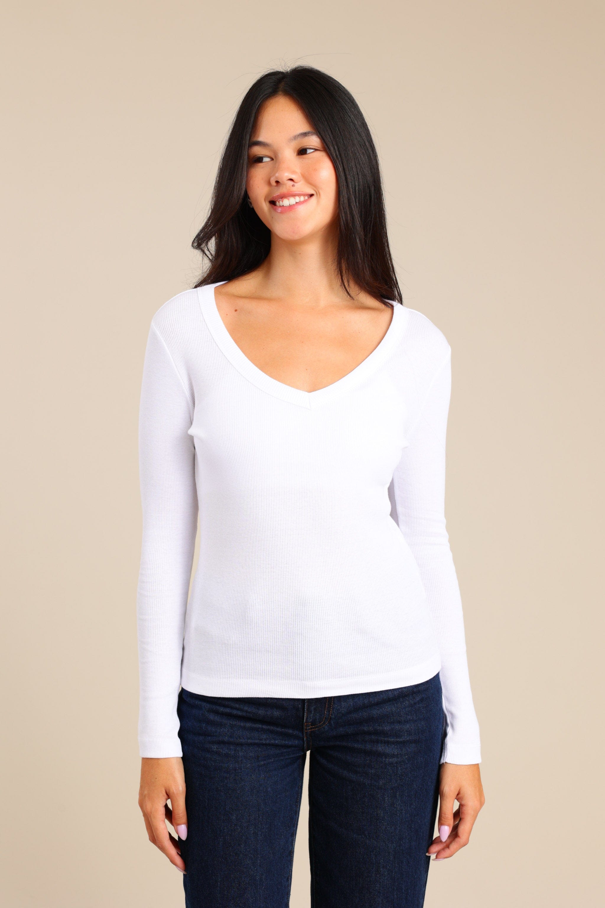 FOX נשים חולצה חולצה ארוכה צווארון V FOX | חולצה ארוכה צווארון V | קנה עכשיו