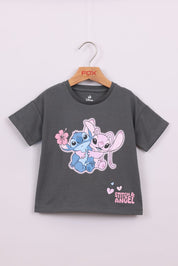 FOX תינוקות בנות חולצה חולצה ממותגת סטיץ' דיסני חולצה ממותגת סטיץ' דיסני