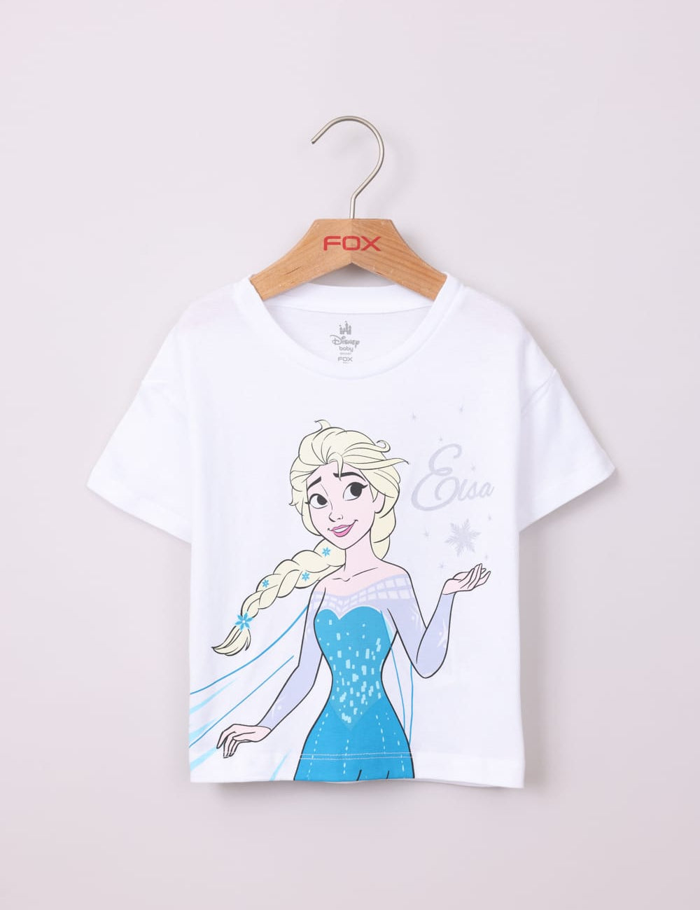 FOX תינוקות בנות חולצה קצרה חולצה ממותגת אלזה דיסני חולצה ממותגת אלזה דיסני