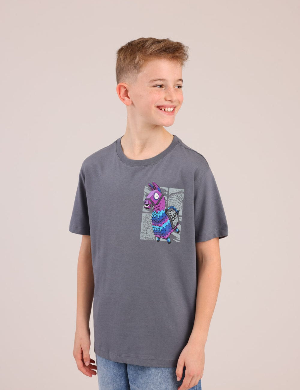 FOX בנים חולצה קצרה חולצה ממותגת פורטנייט חולצה ממותגת פורטנייט