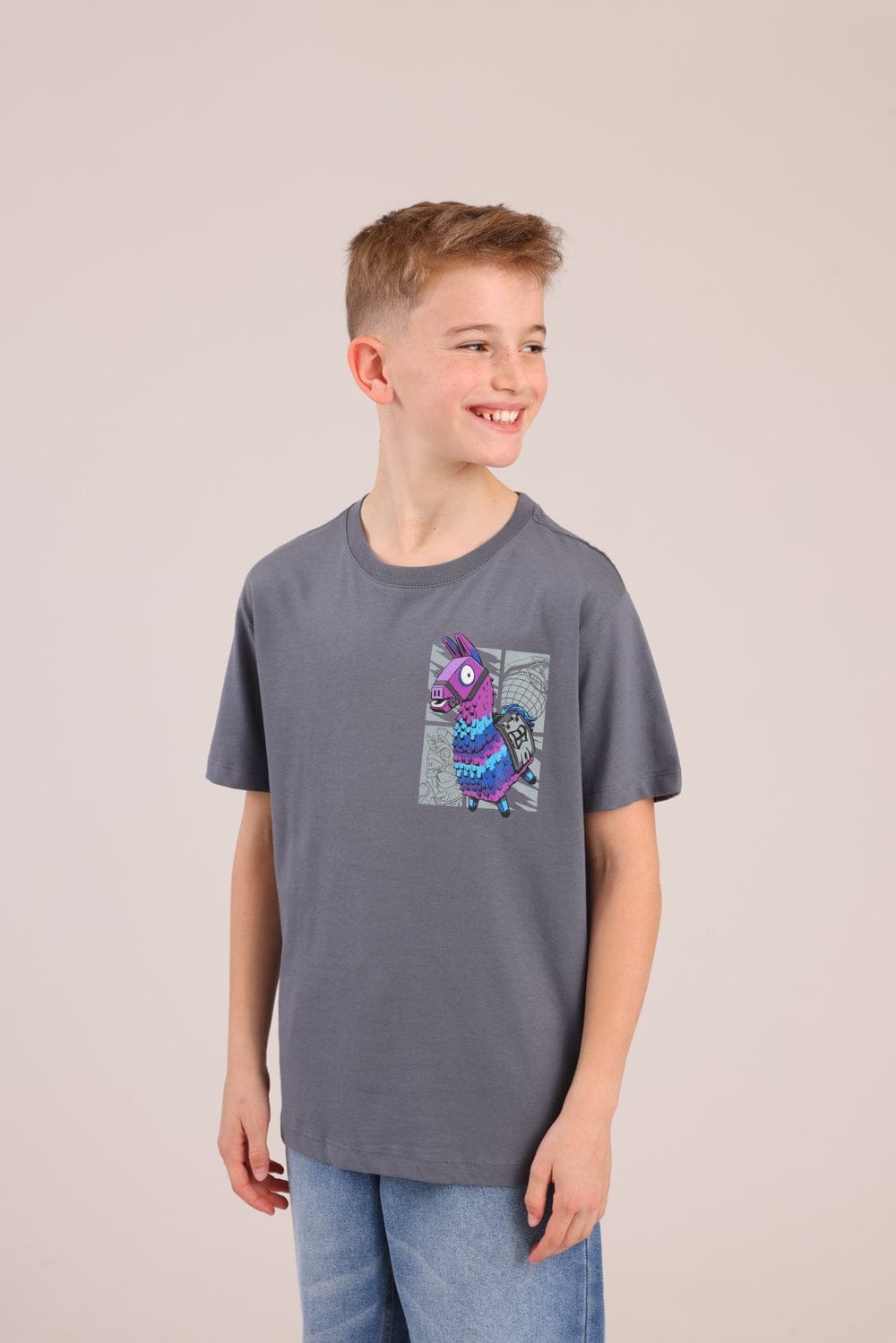 FOX בנים חולצה קצרה חולצה ממותגת פורטנייט חולצה ממותגת פורטנייט