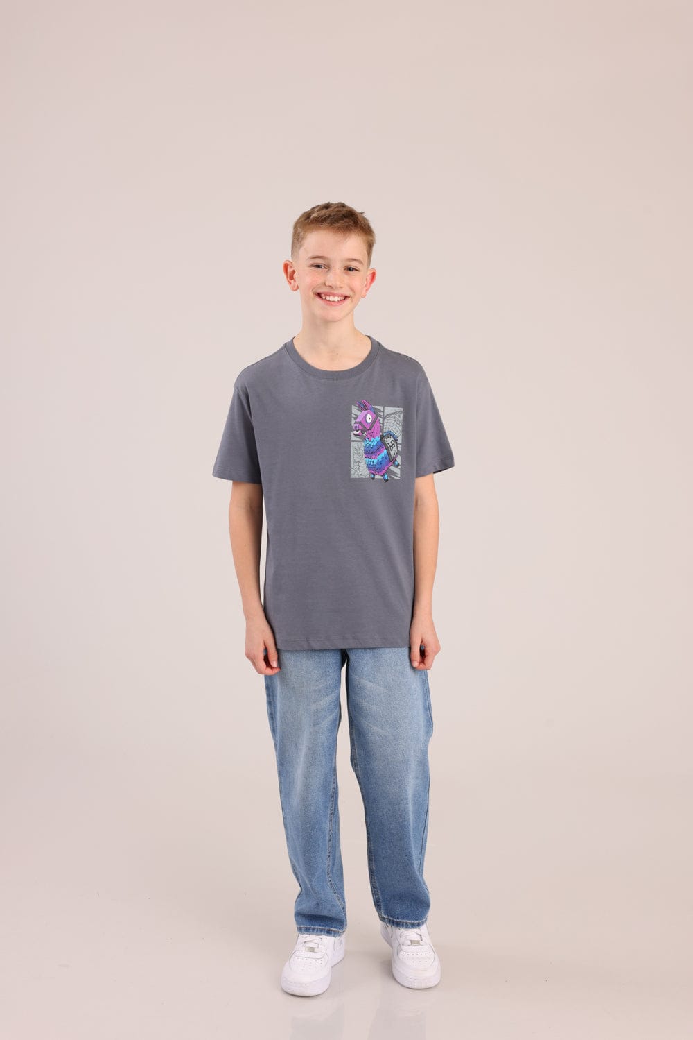 FOX בנים חולצה קצרה חולצה ממותגת פורטנייט חולצה ממותגת פורטנייט