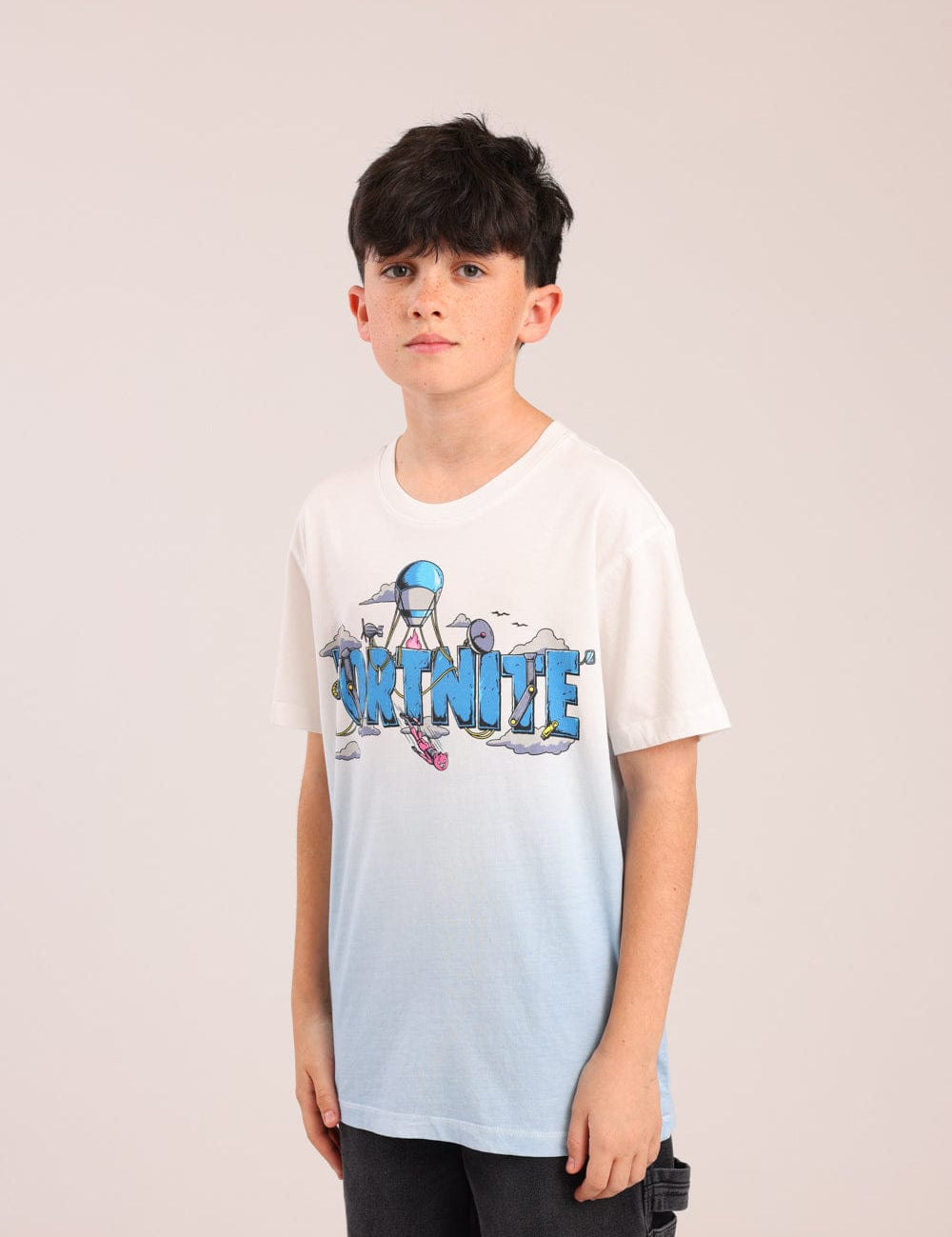 FOX בנים חולצה קצרה חולצה ממותגת פורטנייט חולצה ממותגת פורטנייט