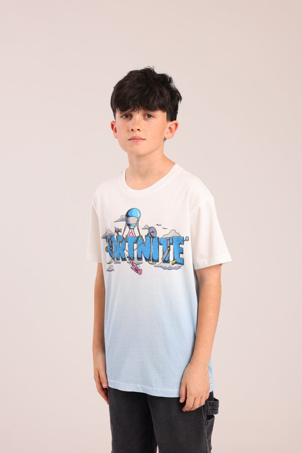 FOX בנים חולצה קצרה חולצה ממותגת פורטנייט חולצה ממותגת פורטנייט