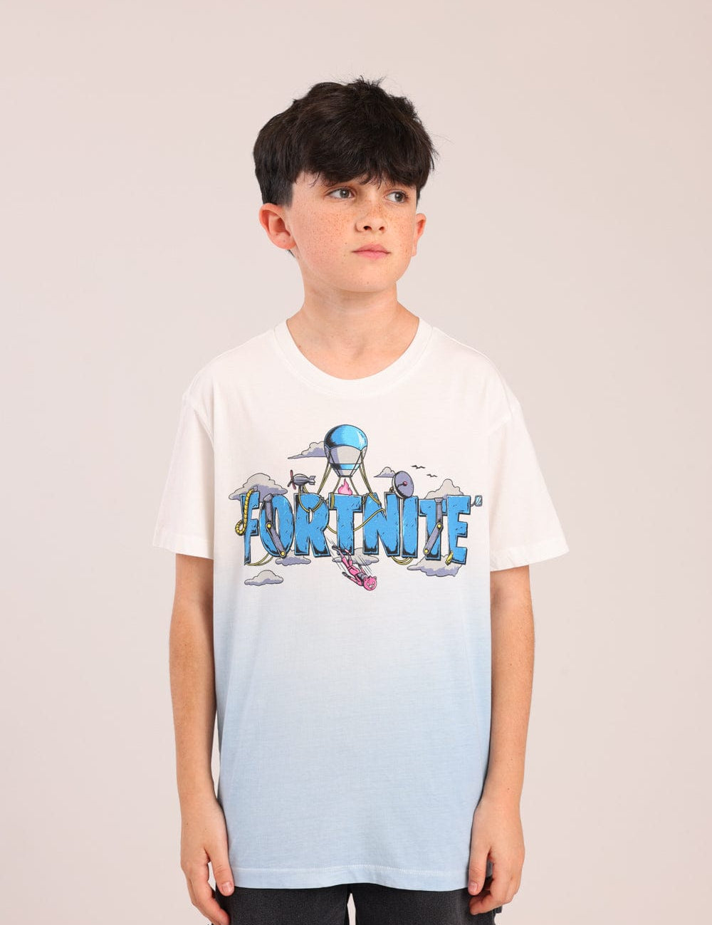 FOX בנים חולצה קצרה חולצה ממותגת פורטנייט חולצה ממותגת פורטנייט