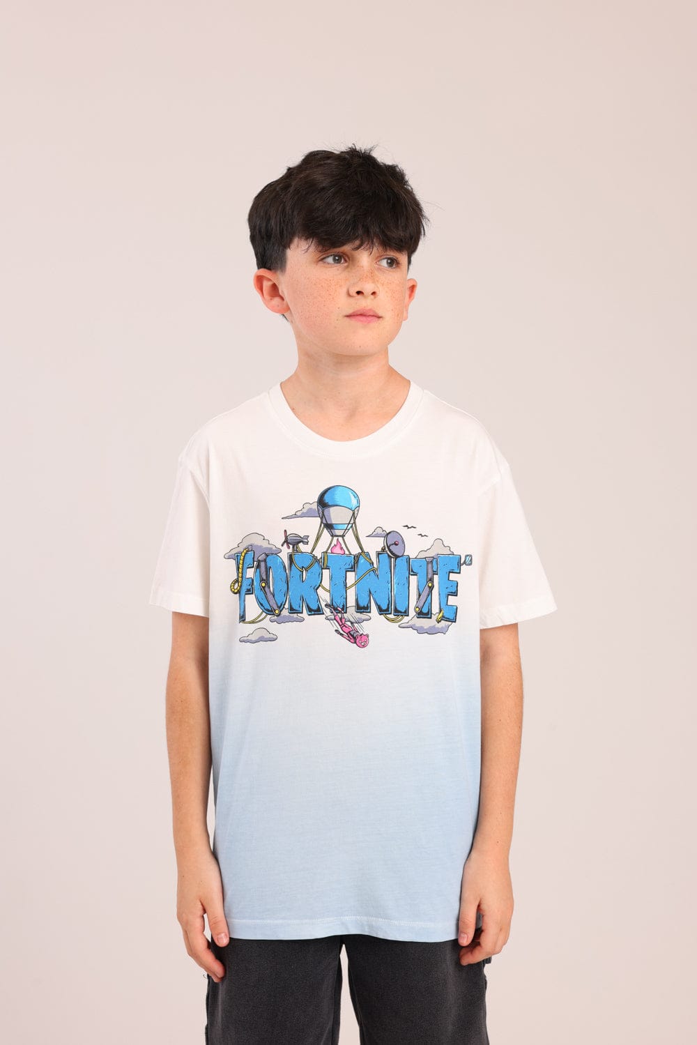 FOX בנים חולצה קצרה חולצה ממותגת פורטנייט חולצה ממותגת פורטנייט