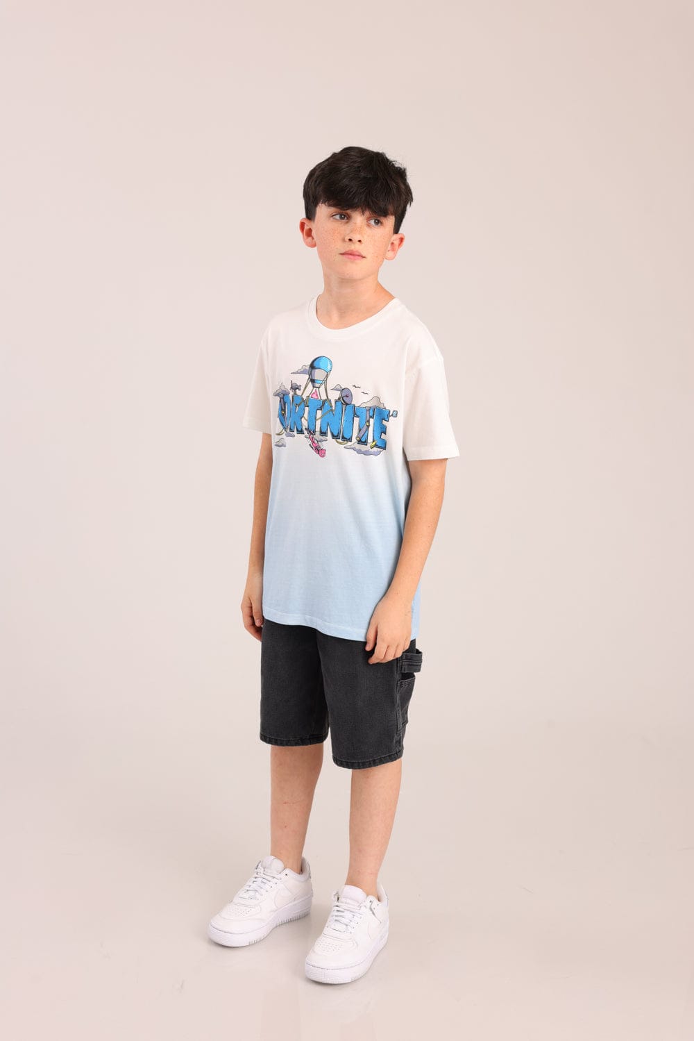 FOX בנים חולצה קצרה חולצה ממותגת פורטנייט חולצה ממותגת פורטנייט