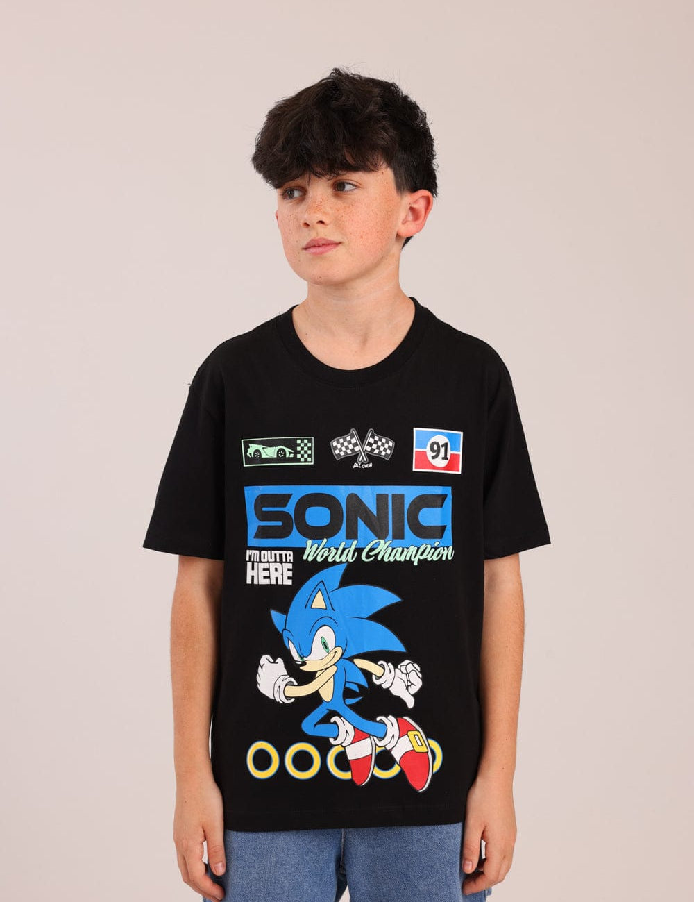 FOX בנים חולצה קצרה חולצה ממותגת סוניק חולצה ממותגת סוניק