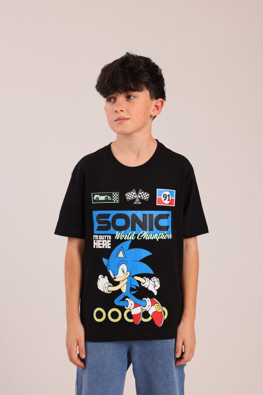 FOX בנים חולצה קצרה חולצה ממותגת סוניק חולצה ממותגת סוניק