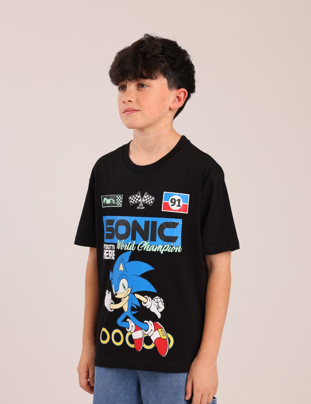 FOX בנים חולצה קצרה חולצה ממותגת סוניק חולצה ממותגת סוניק