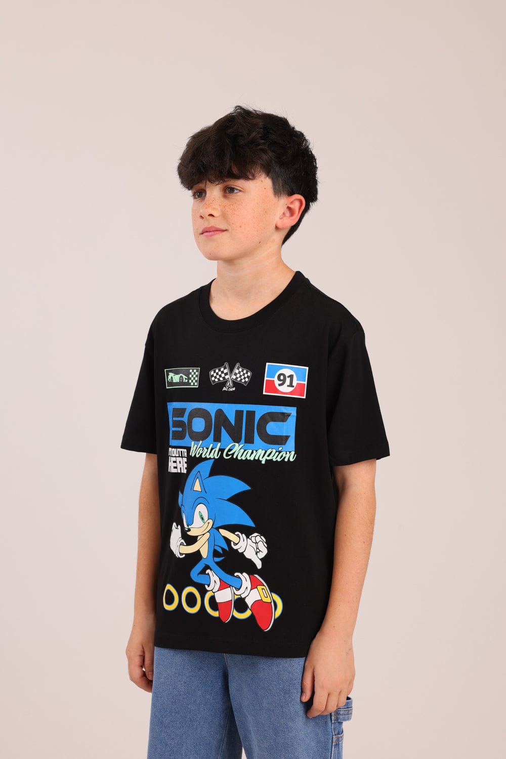 FOX בנים חולצה קצרה חולצה ממותגת סוניק חולצה ממותגת סוניק