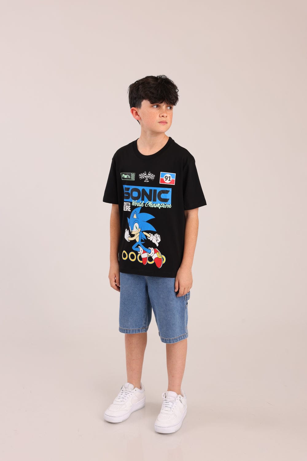 FOX בנים חולצה קצרה חולצה ממותגת סוניק חולצה ממותגת סוניק