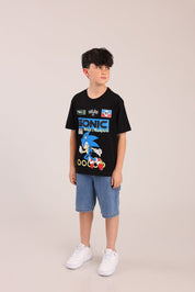 FOX בנים חולצה קצרה חולצה ממותגת סוניק חולצה ממותגת סוניק