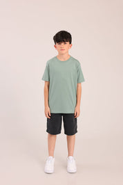 FOX בנים חולצה קצרה טישרט בייסיק צווארון עגול טישרט בייסיק צווארון עגול