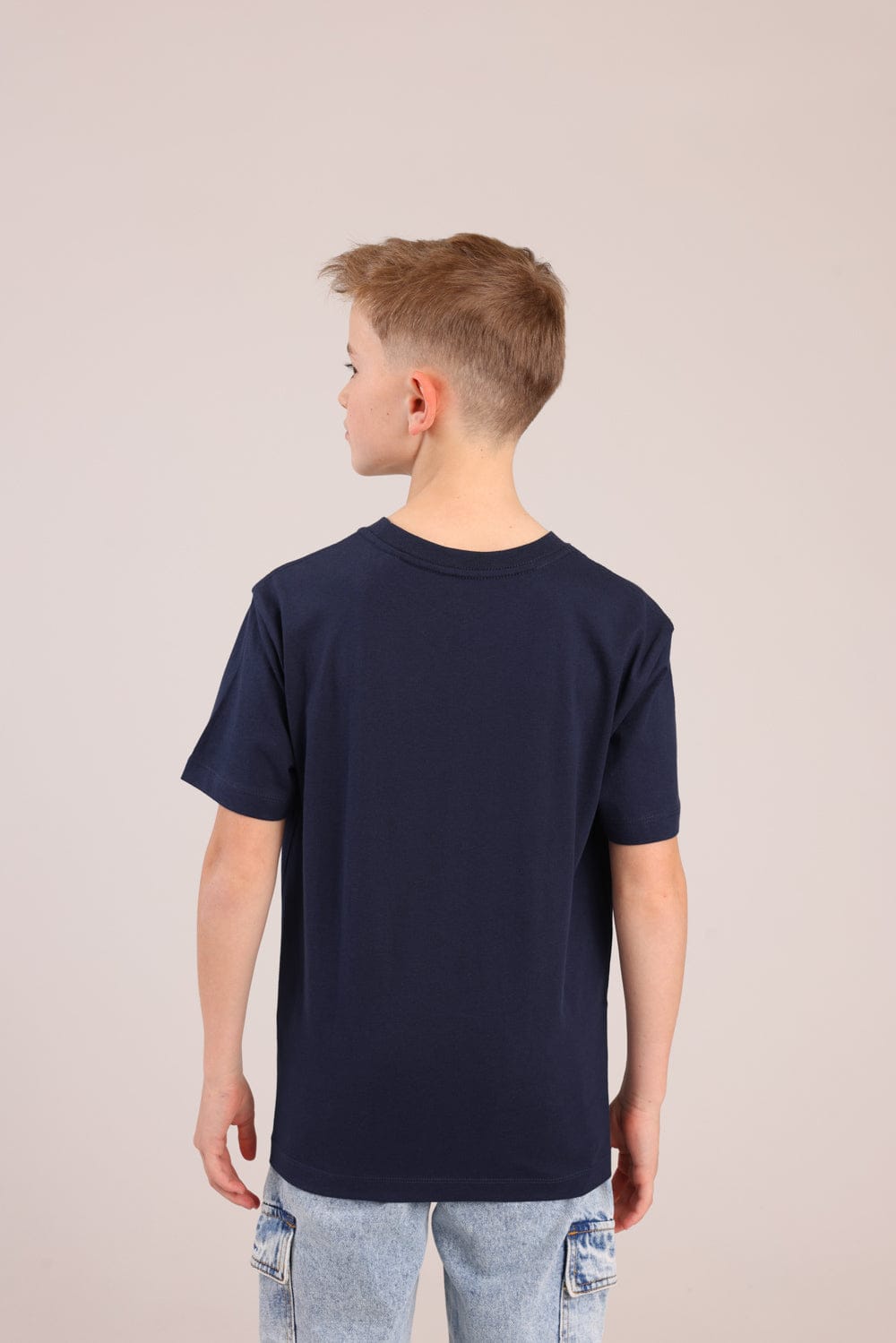 FOX בנים חולצה קצרה טישרט בייסיק צווארון V טישרט בייסיק צווארון V