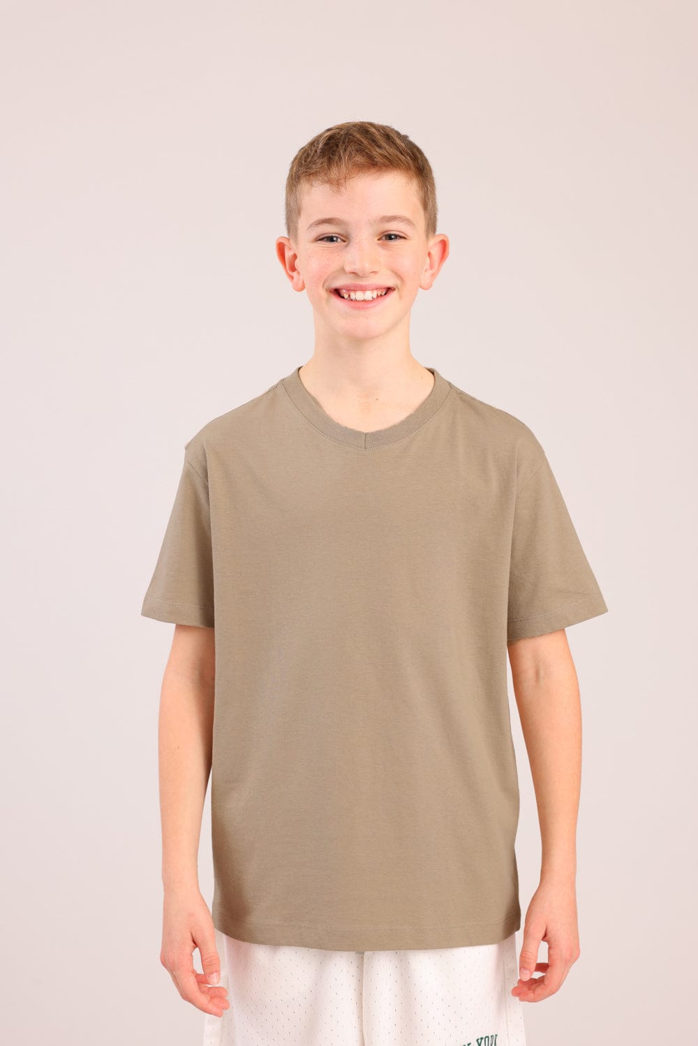 FOX בנים חולצה קצרה טישרט בייסיק צווארון V טישרט בייסיק צווארון V