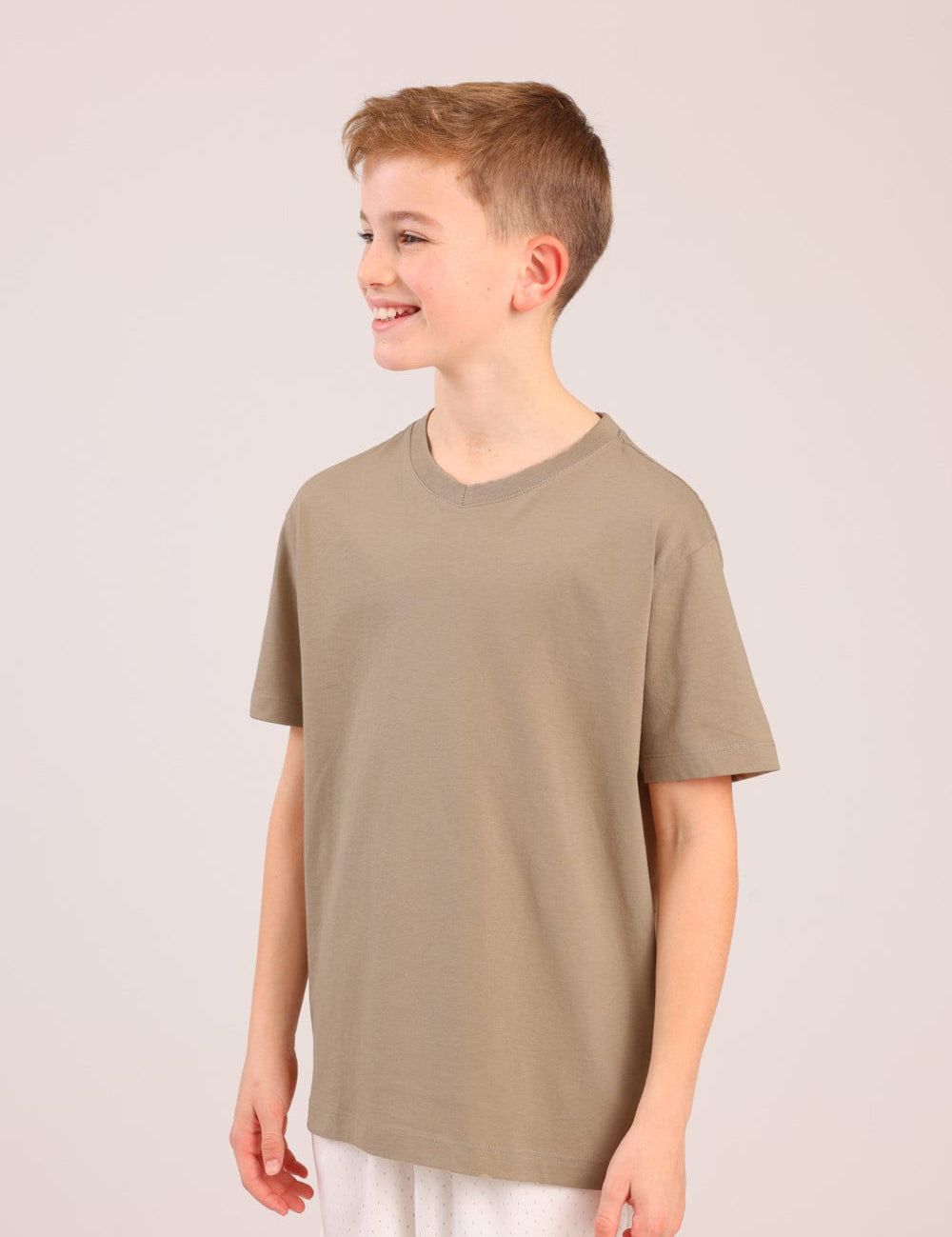 FOX בנים חולצה קצרה טישרט בייסיק צווארון V טישרט בייסיק צווארון V