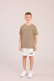 FOX בנים חולצה קצרה טישרט בייסיק צווארון V טישרט בייסיק צווארון V