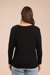 FOX פלאס נשים חולצה חולצת בייסיק עם צווארון עמוק | PLUS SIZE FOX | חולצת בייסיק עם צווארון עמוק | PLUS SIZE | קנה