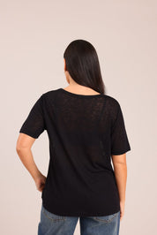 FOX נשים חולצה קצרה חולצת V אוברסייז חולצת V אוברסייז