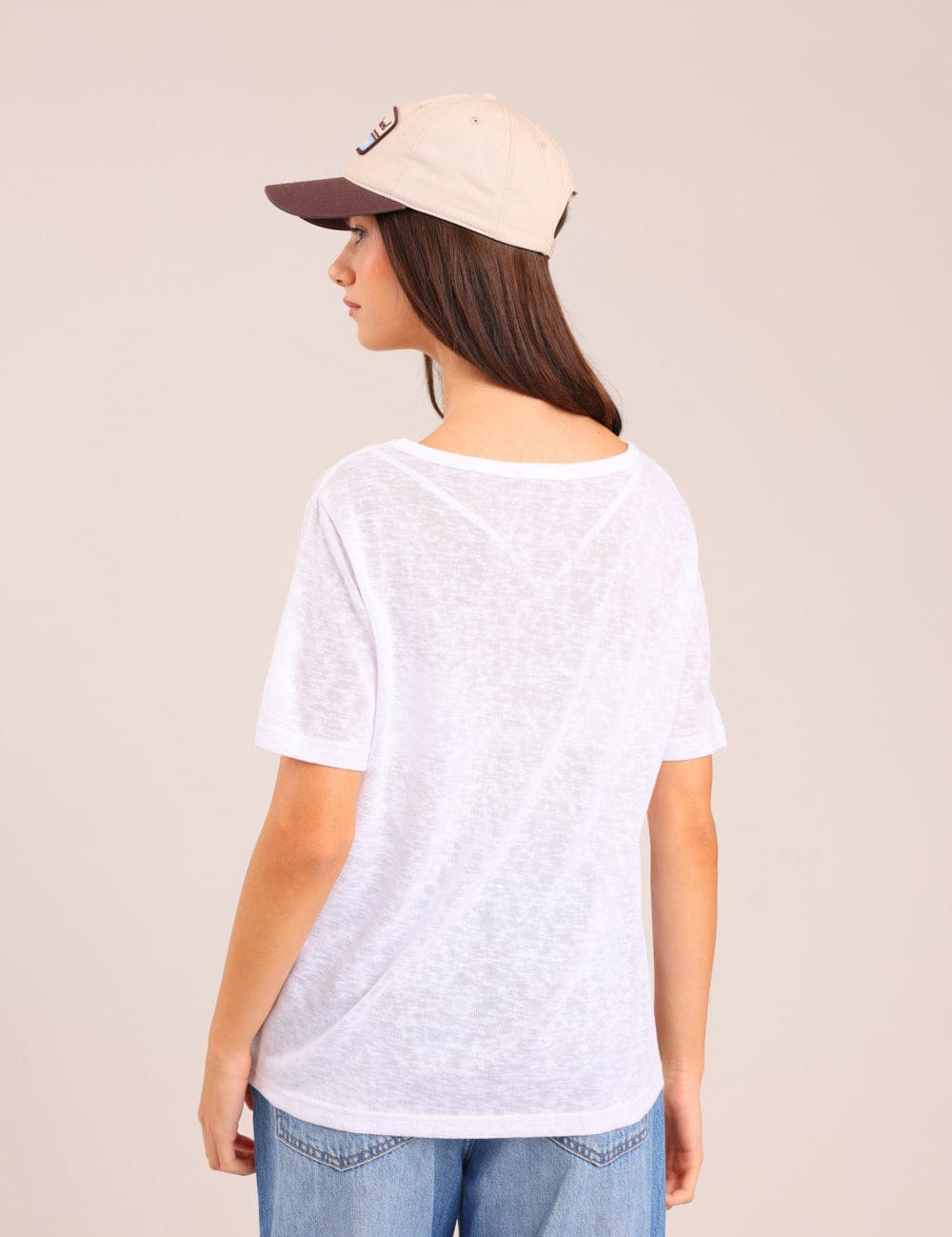 FOX נשים חולצה קצרה חולצת V אוברסייז חולצת V אוברסייז