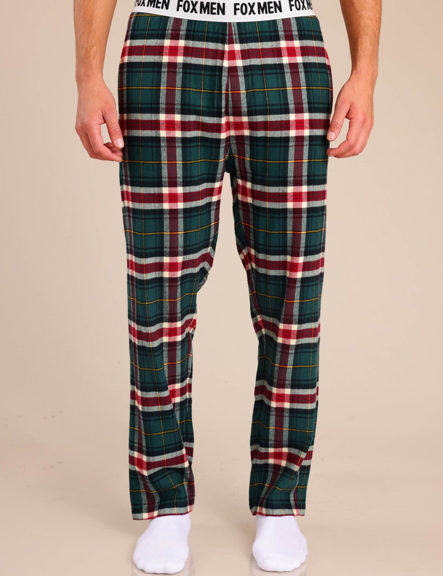 FOX גברים אחר מכנסי פיג'מה פלאנל מכנסי פיג'מה פלאנל