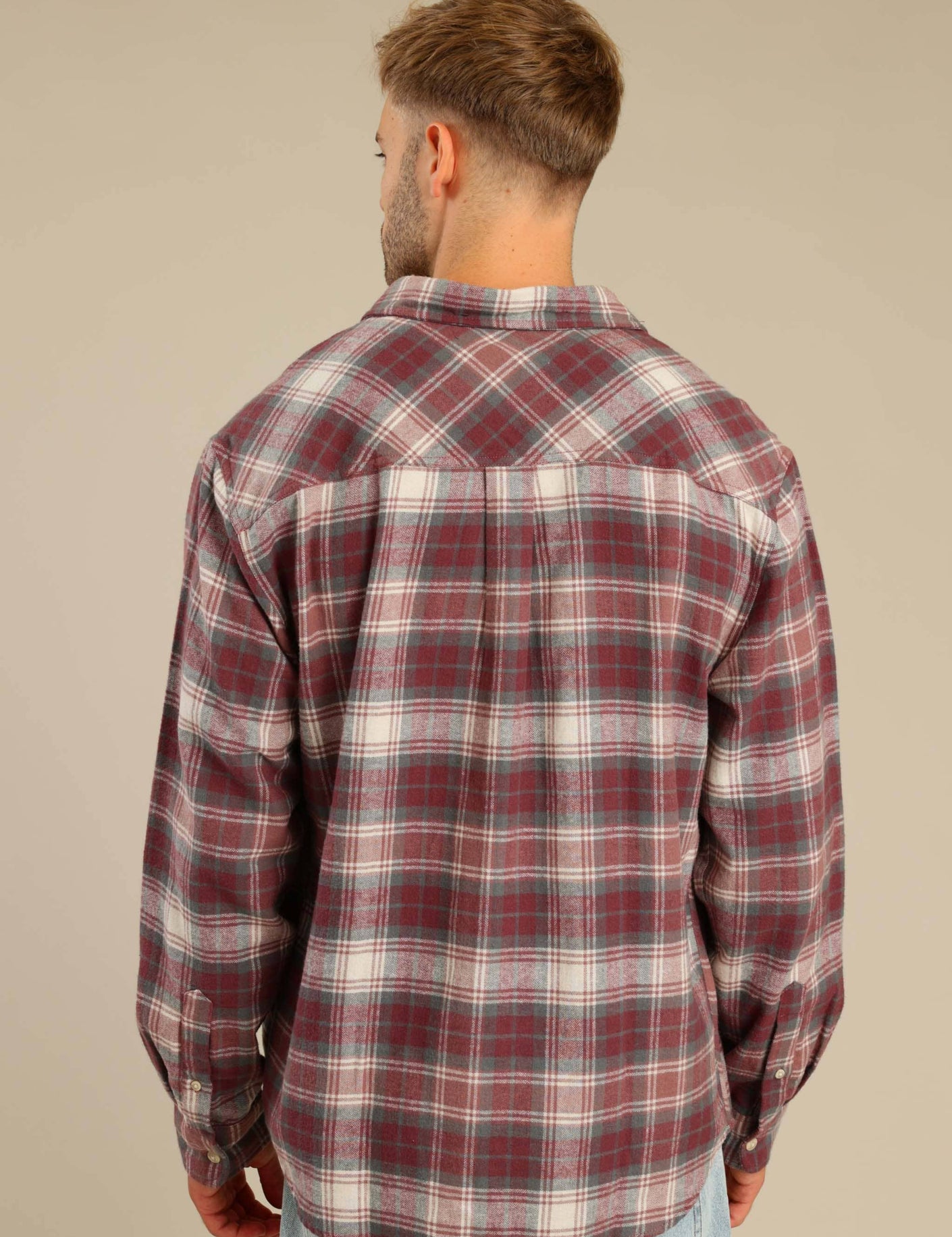 FOX גברים חולצה חולצה מכופתרת פלאנל ארוכה חולצה מכופתרת פלאנל ארוכה