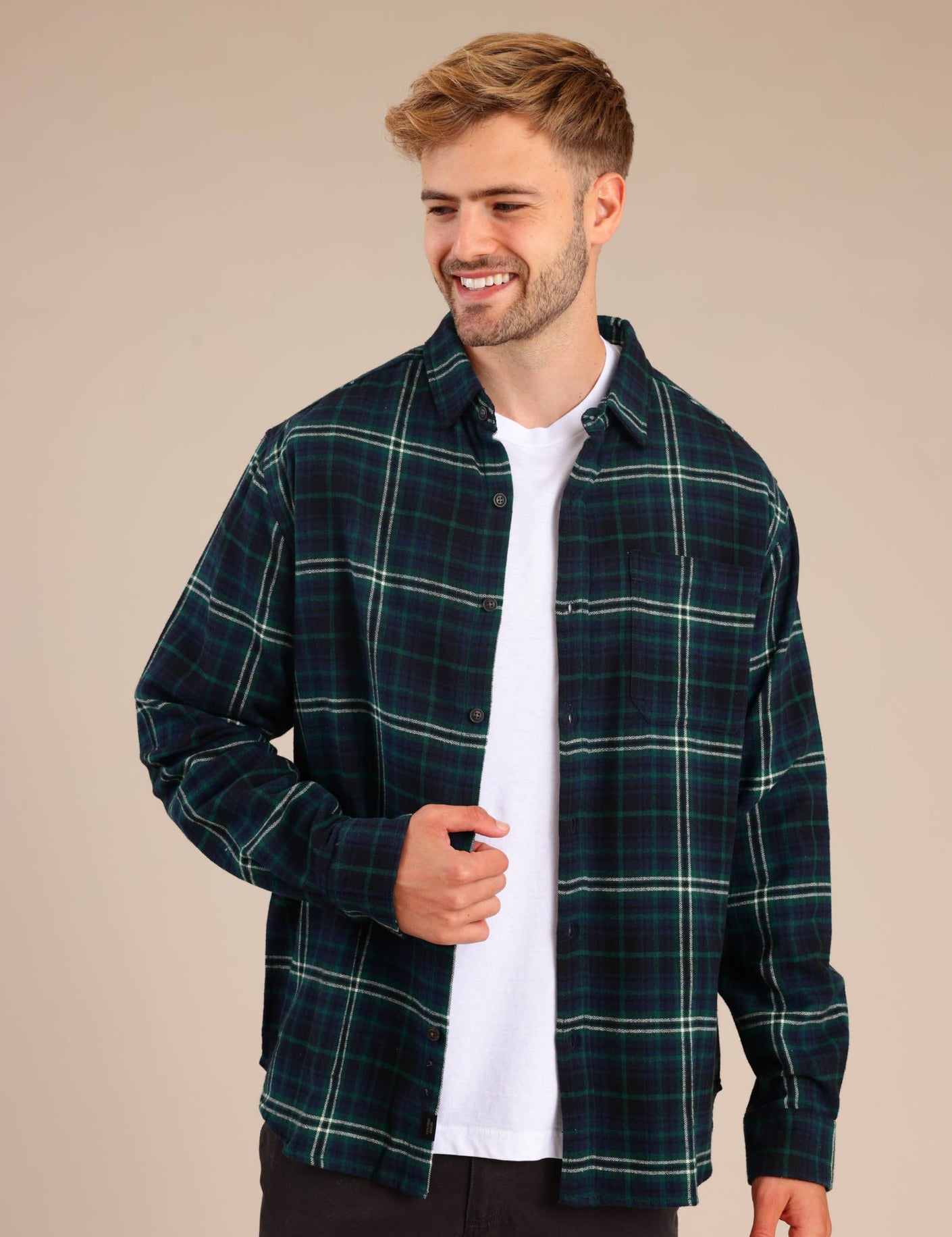 FOX גברים חולצה חולצה מכופתרת פלאנל ארוכה חולצה מכופתרת פלאנל ארוכה