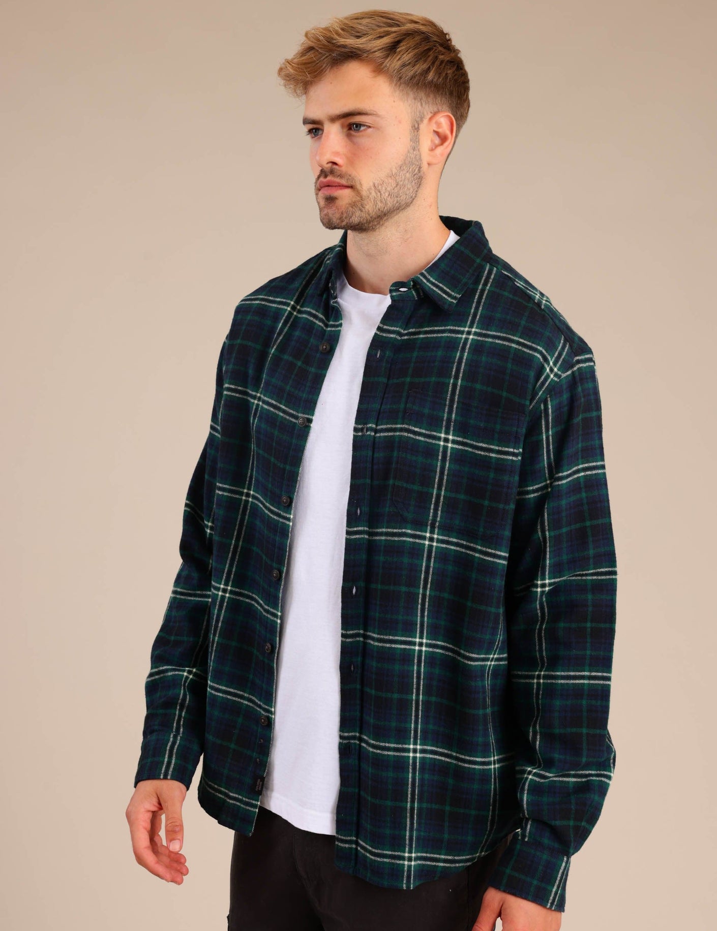 FOX גברים חולצה חולצה מכופתרת פלאנל ארוכה חולצה מכופתרת פלאנל ארוכה