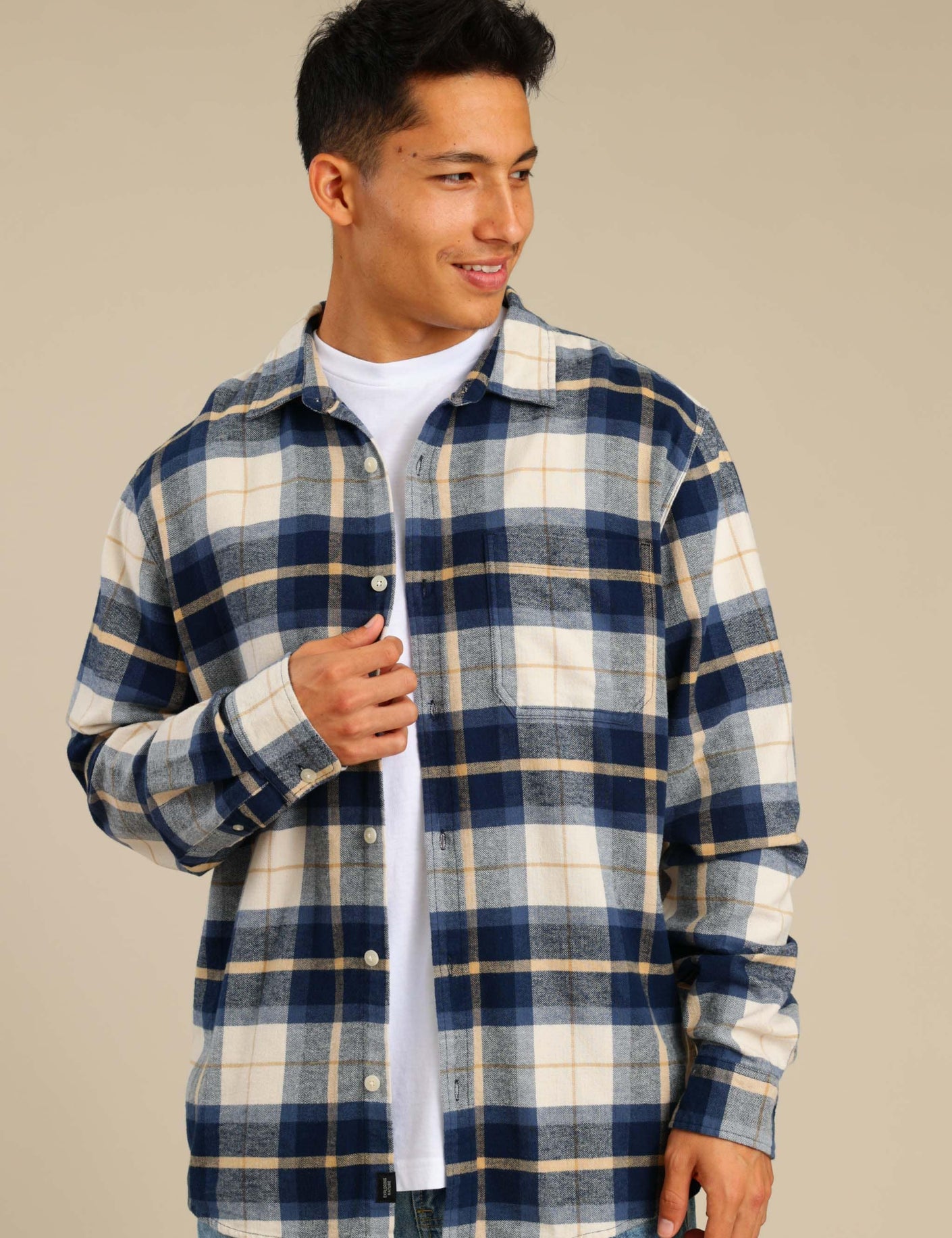 FOX גברים חולצה חולצה מכופתרת פלאנל ארוכה חולצה מכופתרת פלאנל ארוכה