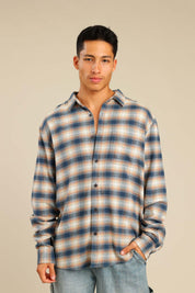 FOX גברים חולצה חולצה מכופתרת פלאנל ארוכה חולצה מכופתרת פלאנל ארוכה