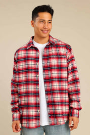 FOX גברים חולצה חולצה מכופתרת פלאנל ארוכה חולצה מכופתרת פלאנל ארוכה