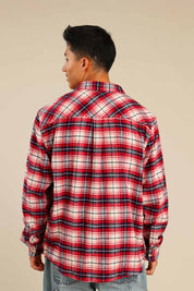 FOX גברים חולצה חולצה מכופתרת פלאנל ארוכה חולצה מכופתרת פלאנל ארוכה