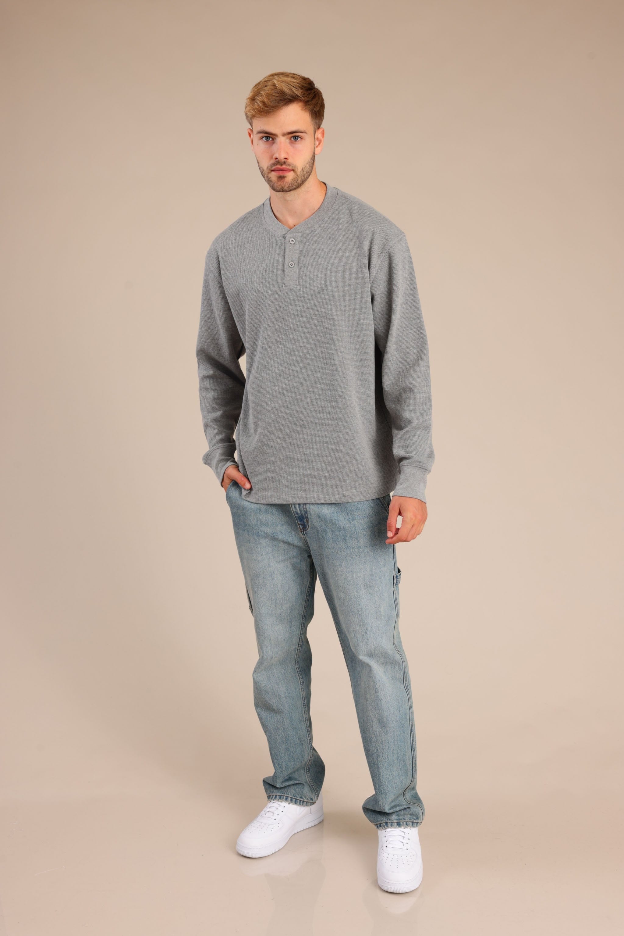 FOX גברים חולצה חולצה חלקה עם כפתורים חולצה חלקה עם כפתורים