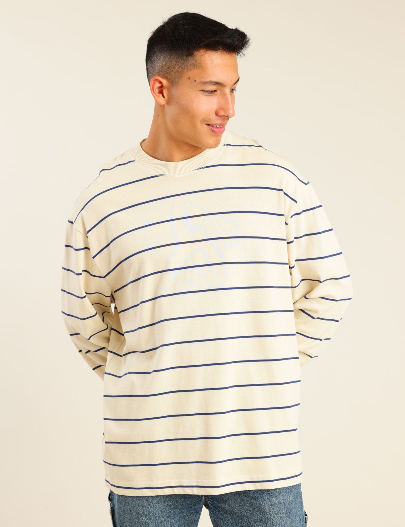 FOX גברים חולצה חולצת פסים ארוכה חולצת פסים ארוכה