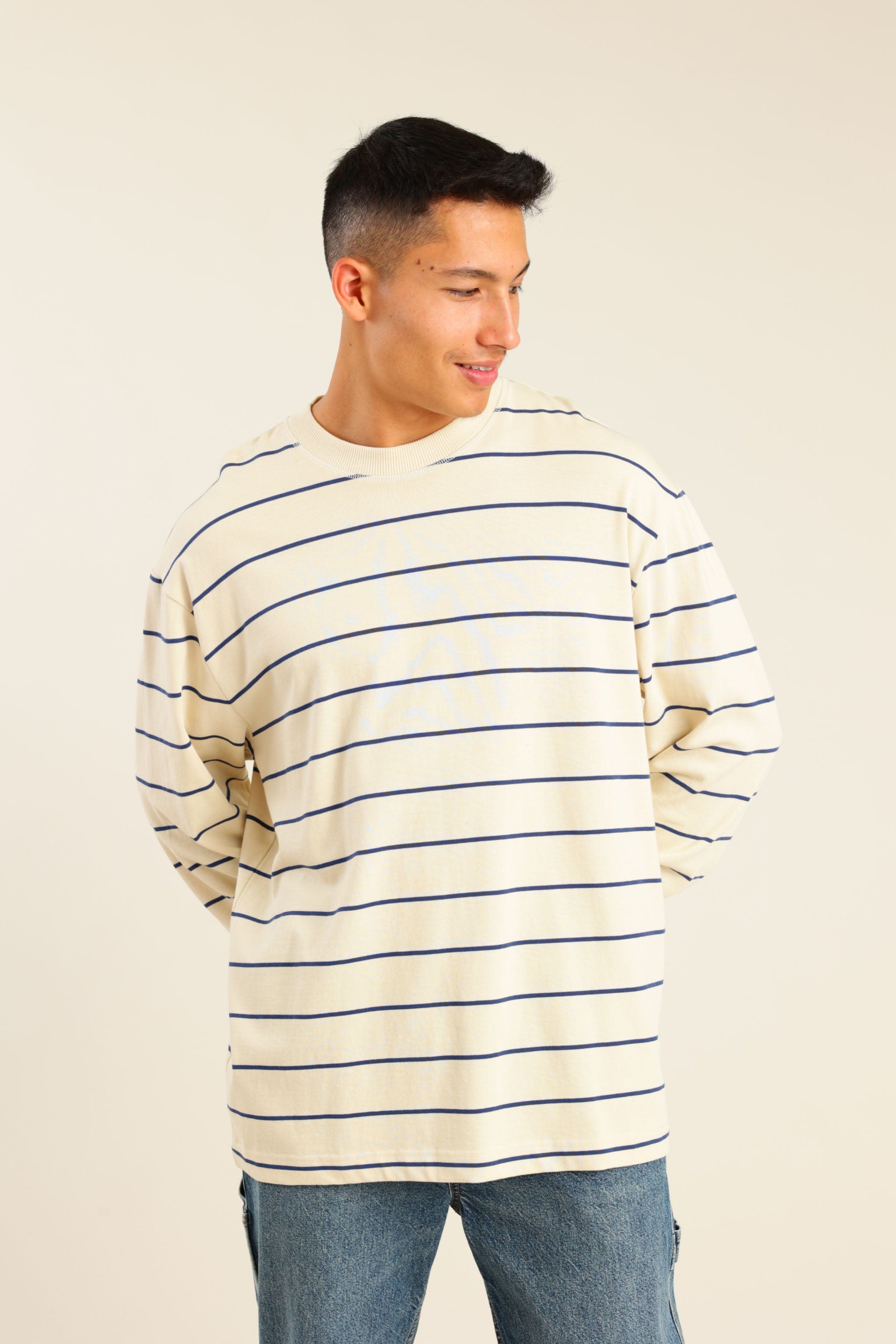 FOX גברים חולצה חולצת פסים ארוכה חולצת פסים ארוכה