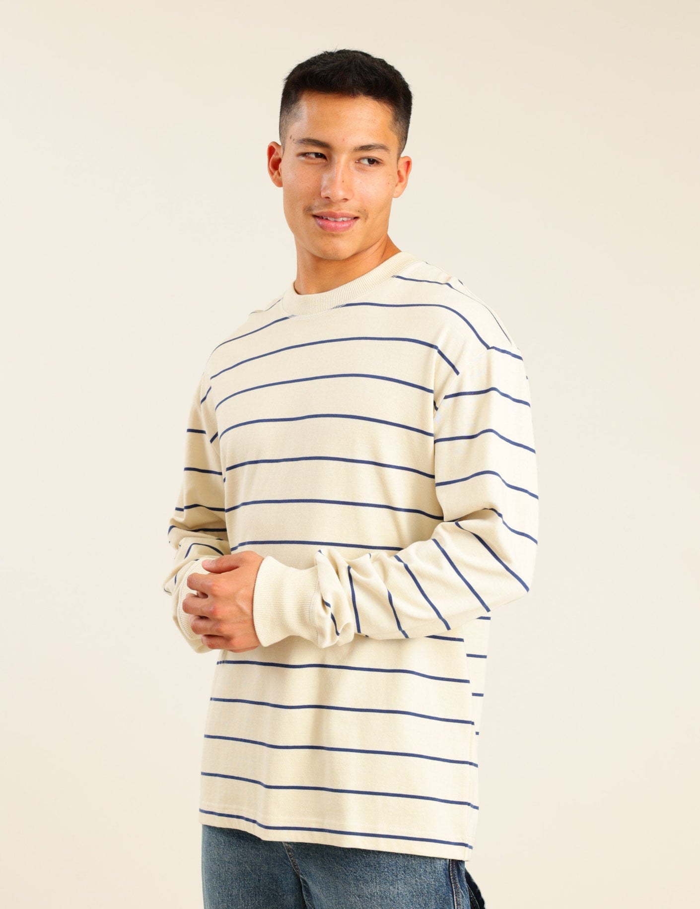 FOX גברים חולצה חולצת פסים ארוכה חולצת פסים ארוכה