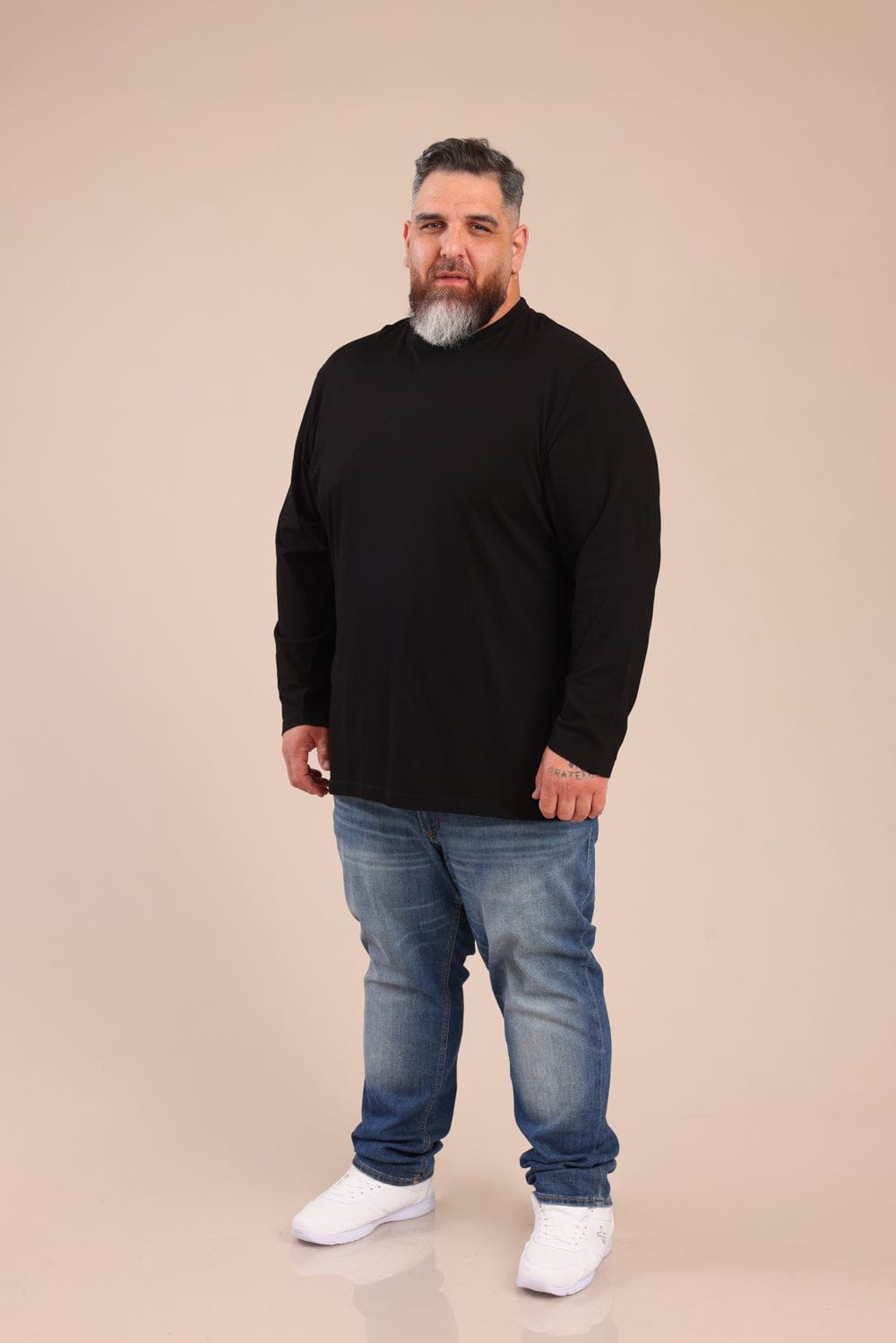 FOX פלאס גברים חולצה חולצת בייסיק צווארון עגול | PLUS SIZE חולצת בייסיק צווארון עגול | PLUS SIZE