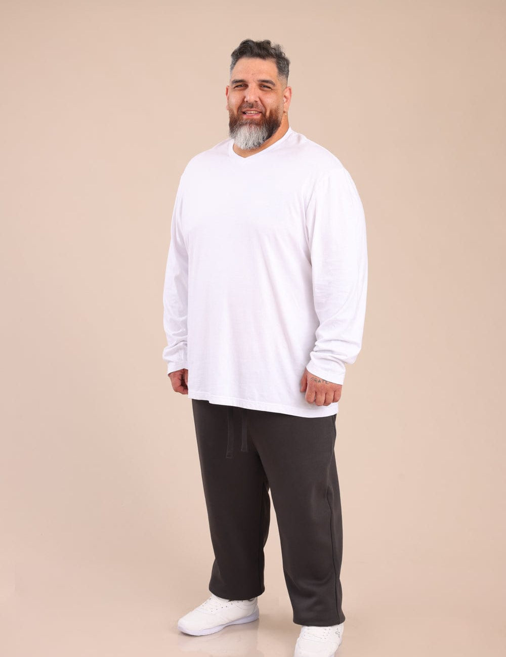 FOX פלאס גברים חולצה חולצת בייסיק צווארון PLUS SIZE | V חולצת בייסיק צווארון PLUS SIZE | V