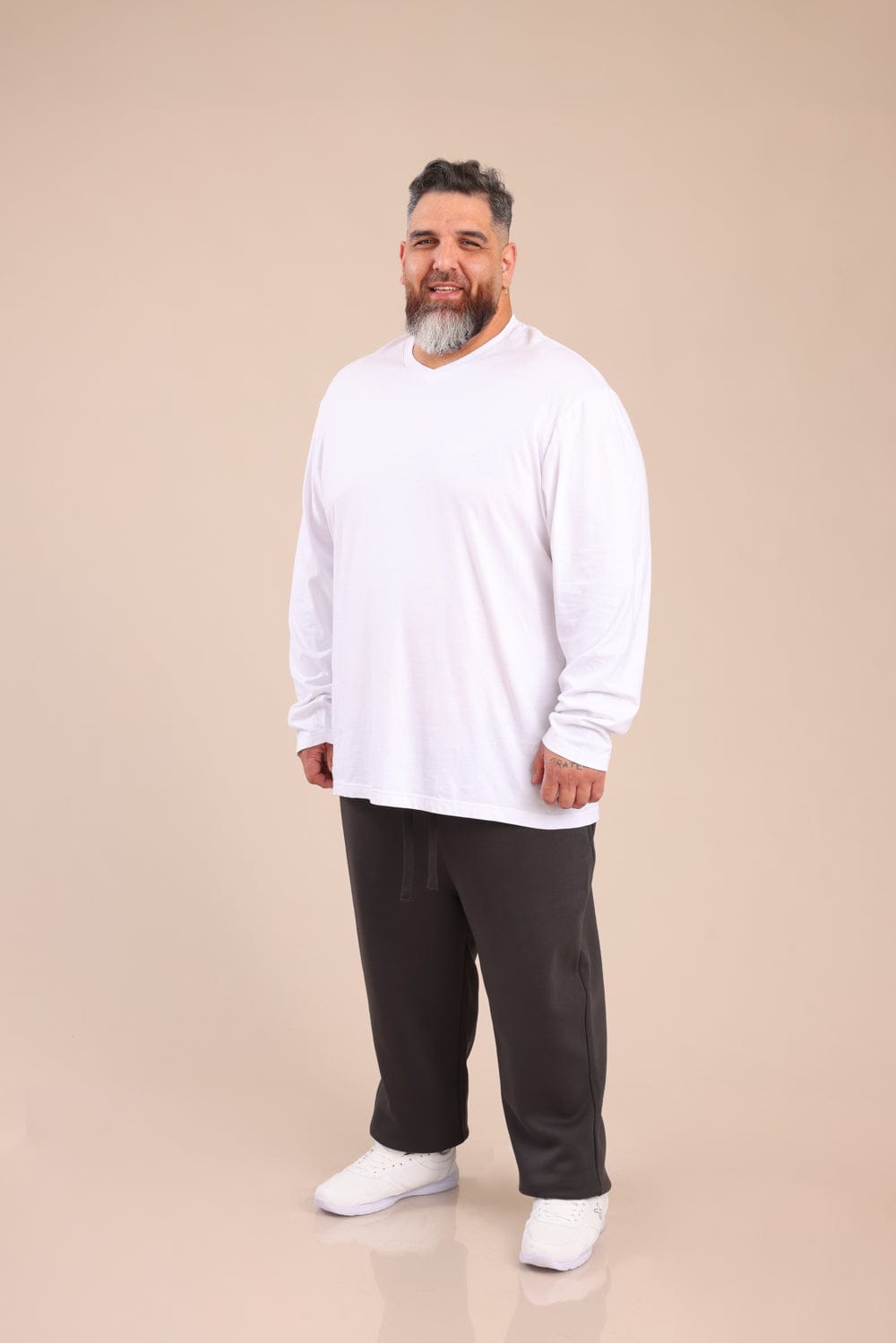 FOX פלאס גברים חולצה חולצת בייסיק צווארון PLUS SIZE | V חולצת בייסיק צווארון PLUS SIZE | V