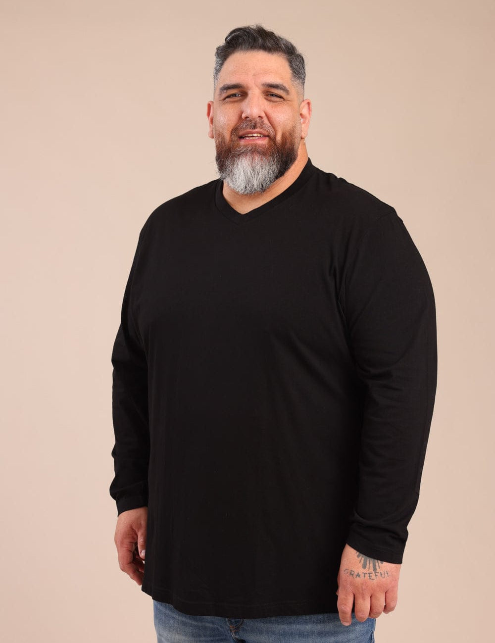 FOX פלאס גברים חולצה חולצת בייסיק צווארון PLUS SIZE | V חולצת בייסיק צווארון PLUS SIZE | V