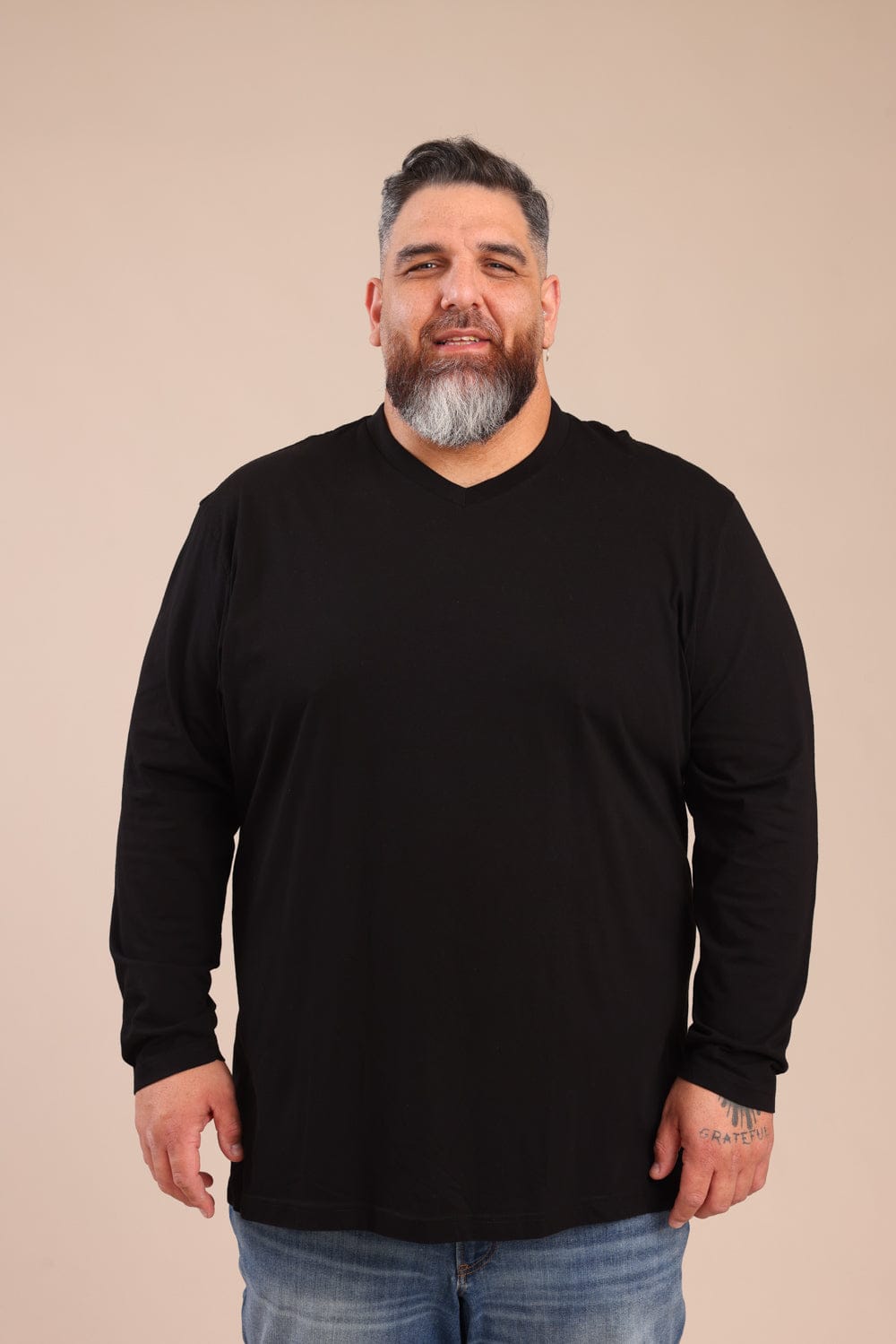 FOX פלאס גברים חולצה חולצת בייסיק צווארון PLUS SIZE | V חולצת בייסיק צווארון PLUS SIZE | V