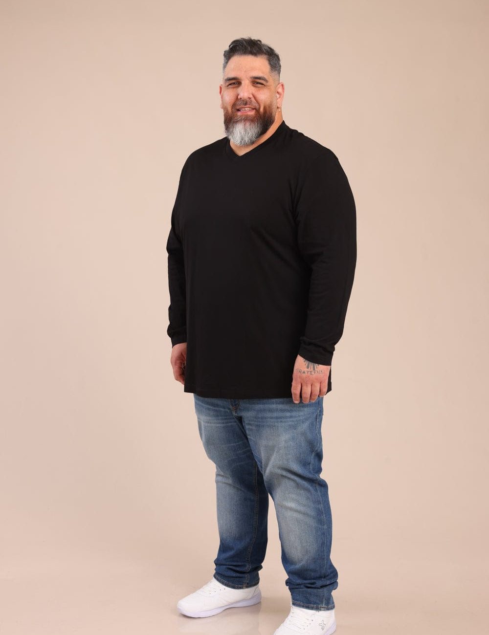 FOX פלאס גברים חולצה חולצת בייסיק צווארון PLUS SIZE | V חולצת בייסיק צווארון PLUS SIZE | V