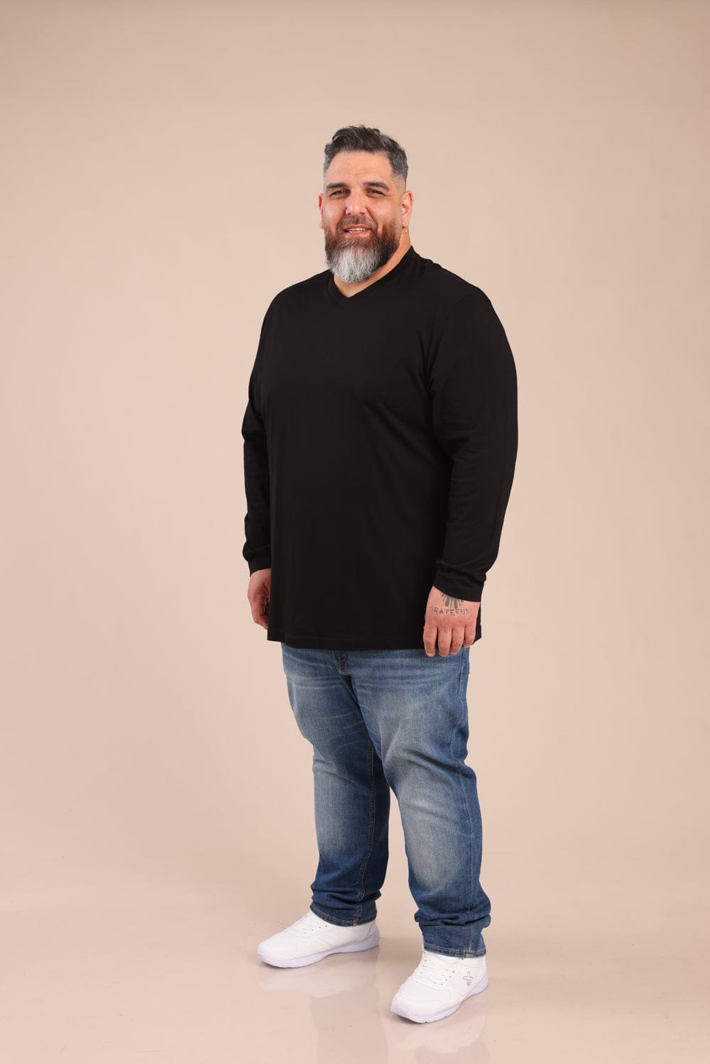 FOX פלאס גברים חולצה חולצת בייסיק צווארון PLUS SIZE | V חולצת בייסיק צווארון PLUS SIZE | V