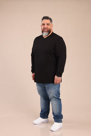 FOX פלאס גברים חולצה חולצת בייסיק צווארון PLUS SIZE | V חולצת בייסיק צווארון PLUS SIZE | V