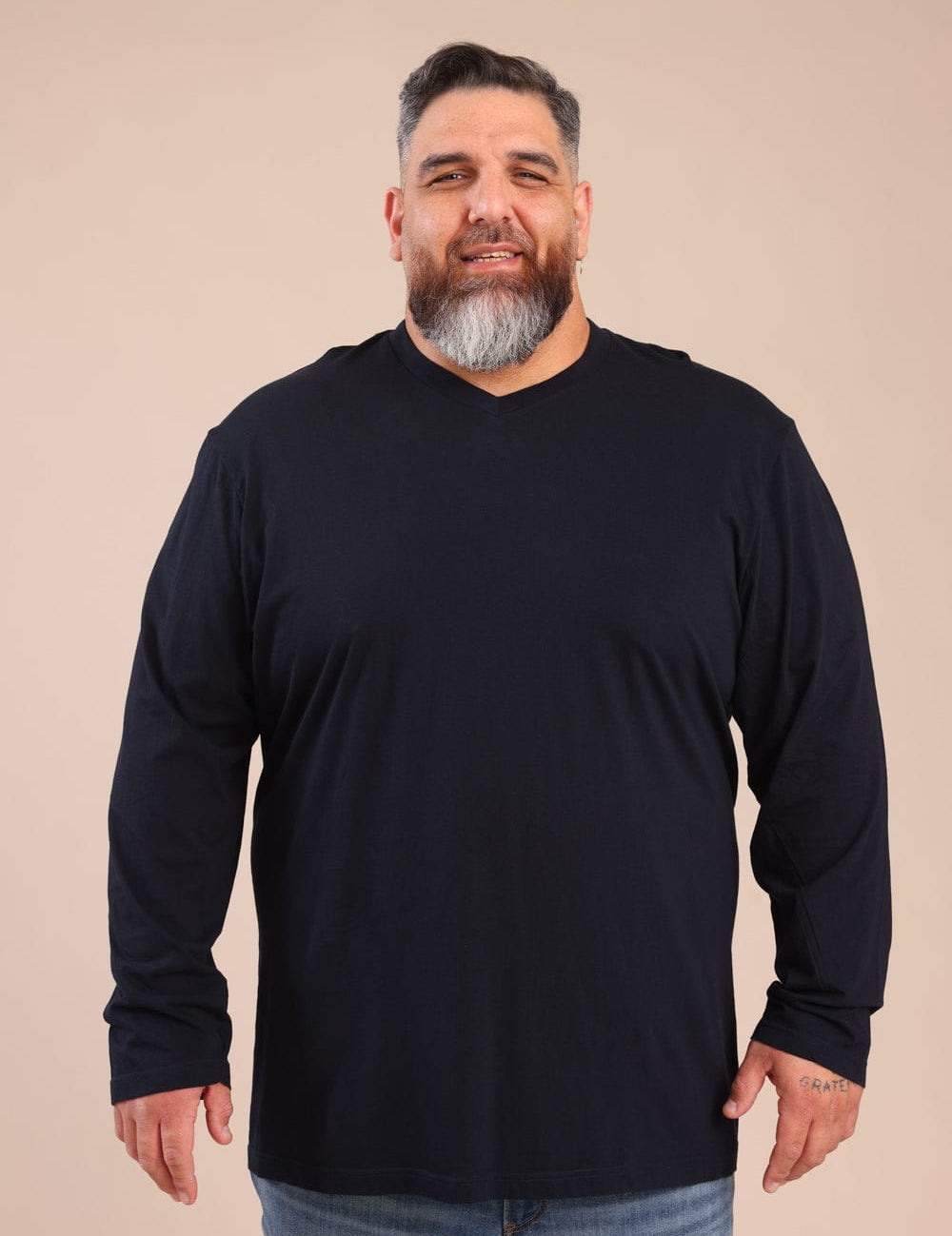 FOX פלאס גברים חולצה חולצת בייסיק צווארון PLUS SIZE | V חולצת בייסיק צווארון PLUS SIZE | V