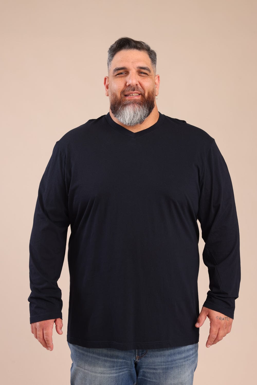 FOX פלאס גברים חולצה חולצת בייסיק צווארון PLUS SIZE | V חולצת בייסיק צווארון PLUS SIZE | V